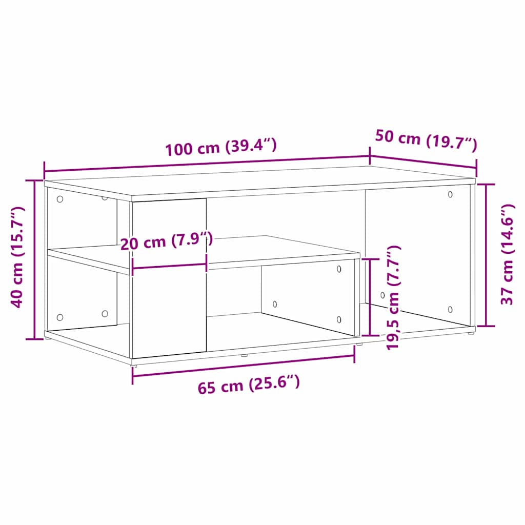 Kaffebord Svart Eik 100 X 50 X 40 Cm Konstruert Tre