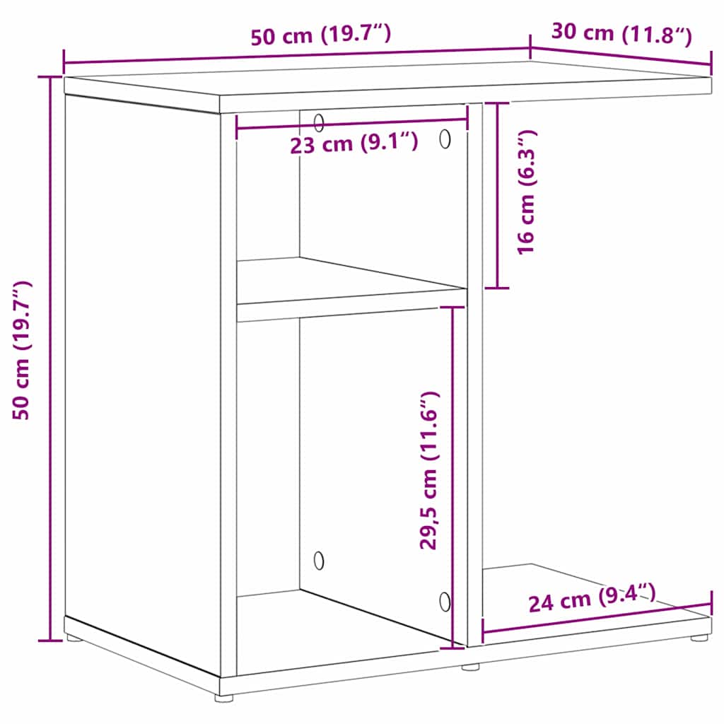 Sidetabell Svart Eik 50 X 30 X 50 Cm Konstruert Tre