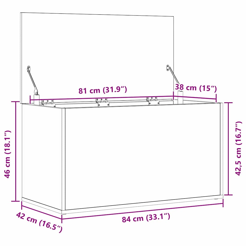 Lagringsboks Svart Eik 84 X 42 X 46 Cm Konstruert Tre