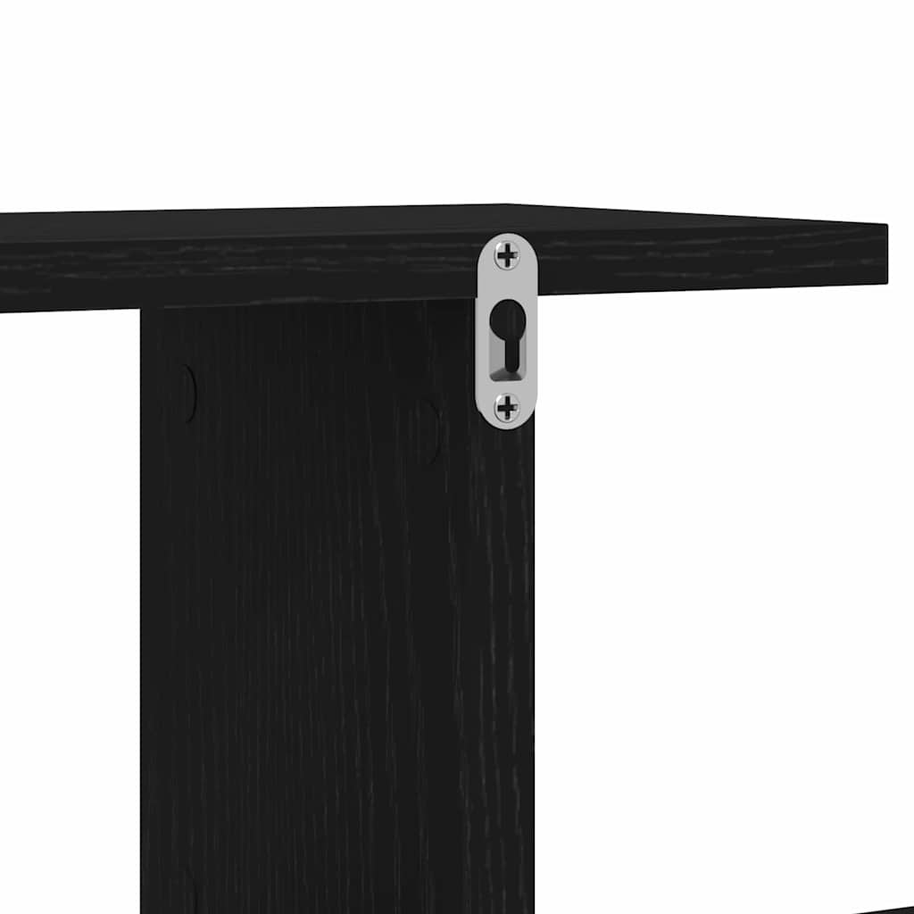 Veggmontert Tv-Hylle Svart Eik 125 X 18 X 23 Cm Konstruert Tre