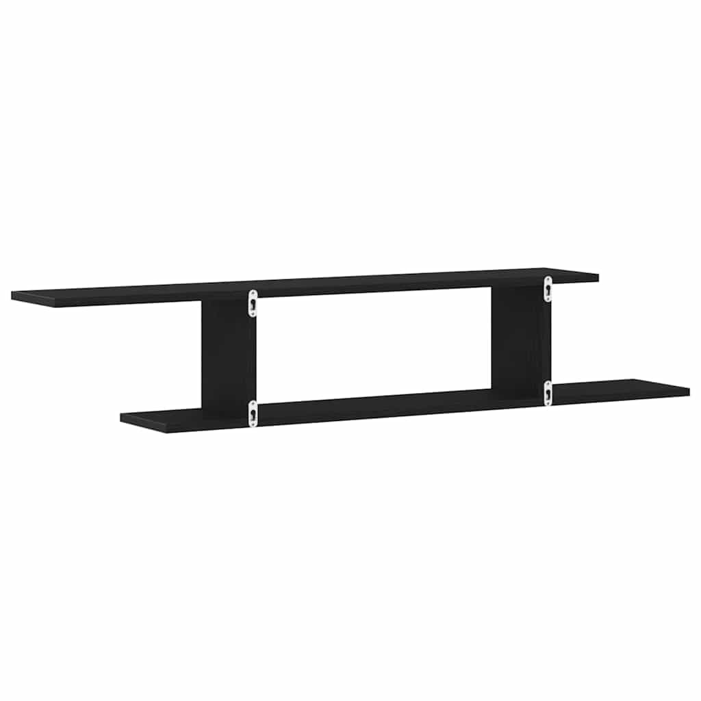 Veggmontert Tv-Hylle Svart Eik 125 X 18 X 23 Cm Konstruert Tre