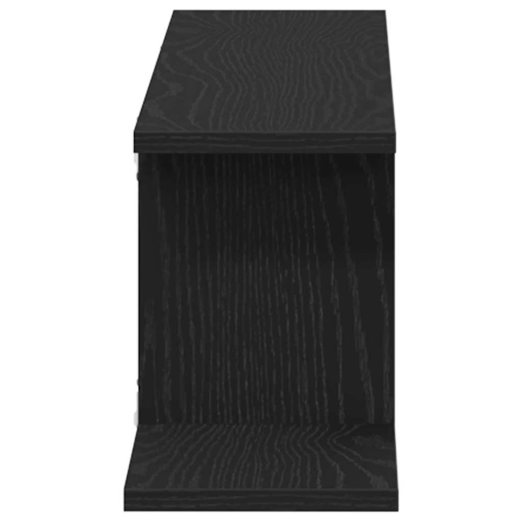 Veggmontert Tv-Hylle Svart Eik 125 X 18 X 23 Cm Konstruert Tre