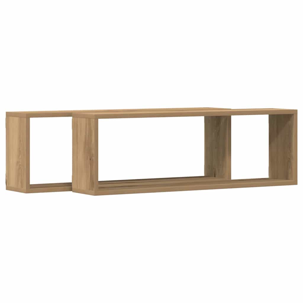 Vegghyller 2 Pcs Kunstnerisk Eik 80 X 15 X 26 Cm Konstruert Tre