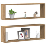Vegghyller 2 Pcs Kunstnerisk Eik 80 X 15 X 26 Cm Konstruert Tre