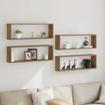 Vegghyller 4 Pcs Kunstnerisk Eik 80 X 15 X 26 Cm Konstruert Tre