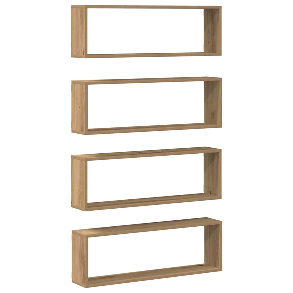 Vegghyller 4 Pcs Kunstnerisk Eik 80 X 15 X 26 Cm Konstruert Tre