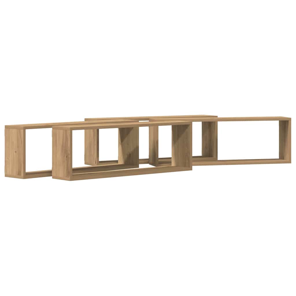 Vegghyller 4 Pcs Kunstnerisk Eik 80 X 15 X 26 Cm Konstruert Tre