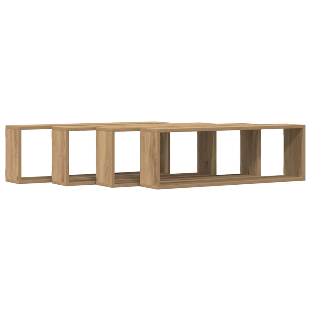 Vegghyller 4 Pcs Kunstnerisk Eik 80 X 15 X 26 Cm Konstruert Tre