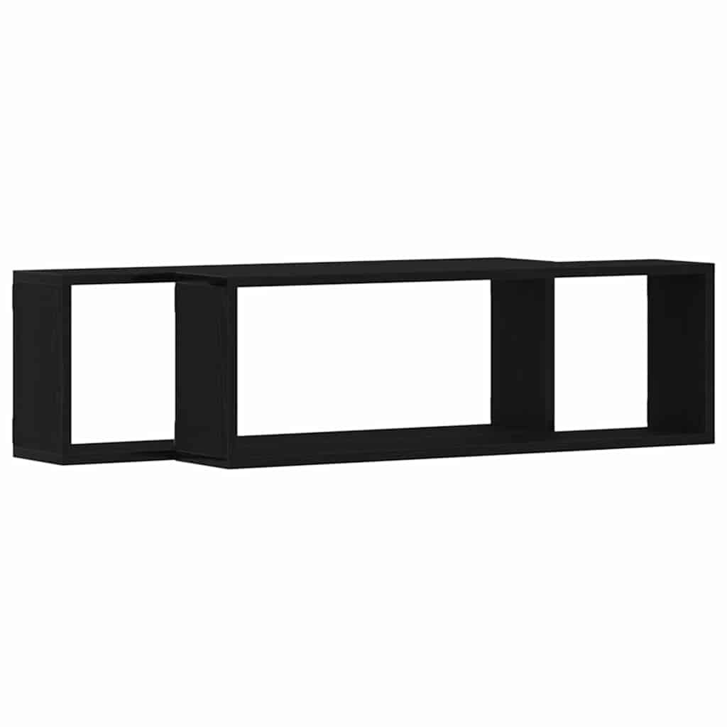 Vegghyller 2 Pcs Svart Eik 80 X 15 X 26 Cm Konstruert Tre