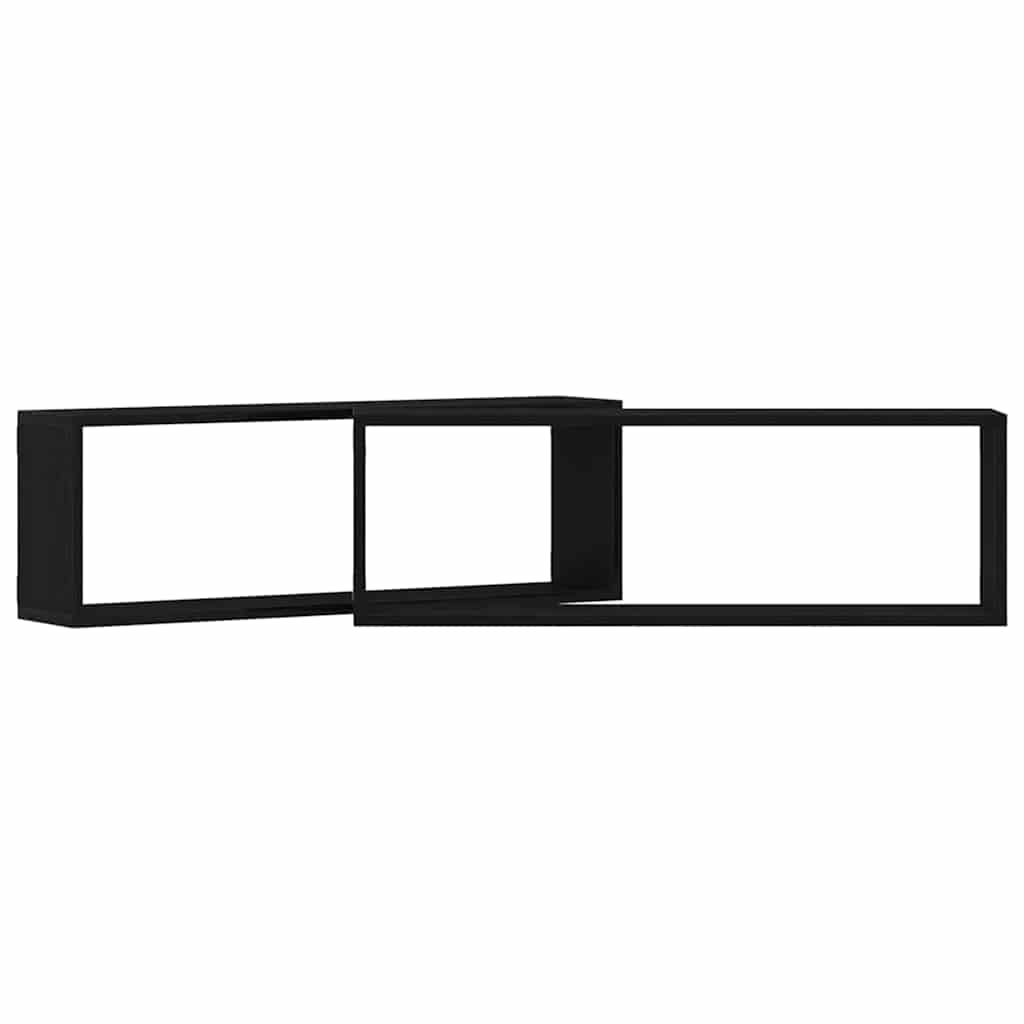 Vegghyller 2 Pcs Svart Eik 80 X 15 X 26 Cm Konstruert Tre