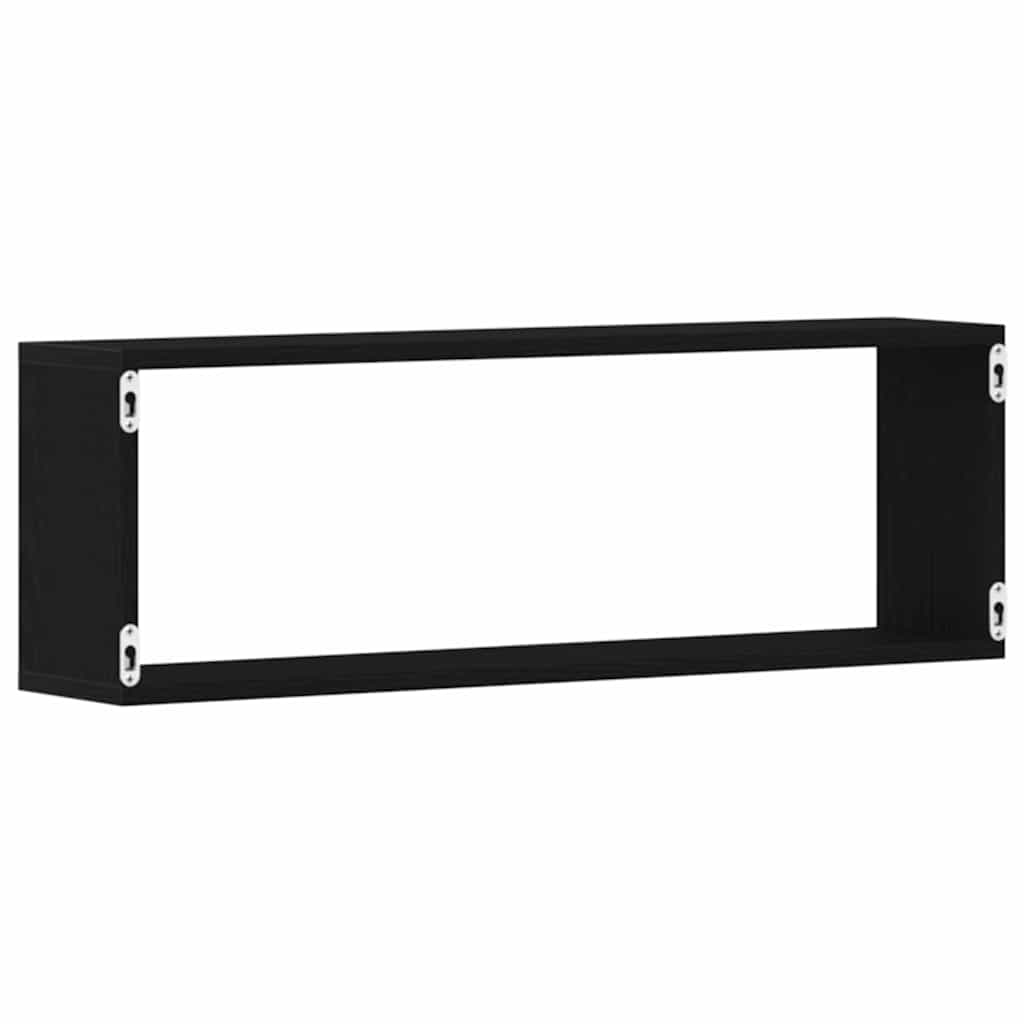 Vegghyller 2 Pcs Svart Eik 80 X 15 X 26 Cm Konstruert Tre
