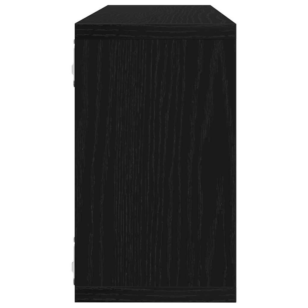 Vegghyller 2 Pcs Svart Eik 80 X 15 X 26 Cm Konstruert Tre