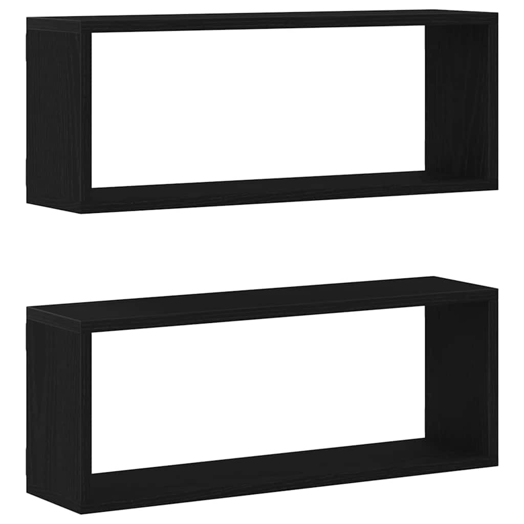 Vegghyller 2 Pcs Svart Eik 60 X 15 X 23 Cm Konstruert Tre