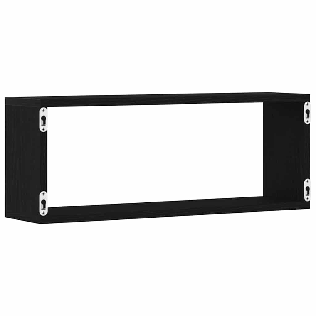 Vegghyller 2 Pcs Svart Eik 60 X 15 X 23 Cm Konstruert Tre