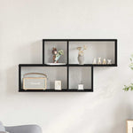 Vegghylle Med Hylle Svart Eik 76 X 15 X 53 Cm Konstruert Tre