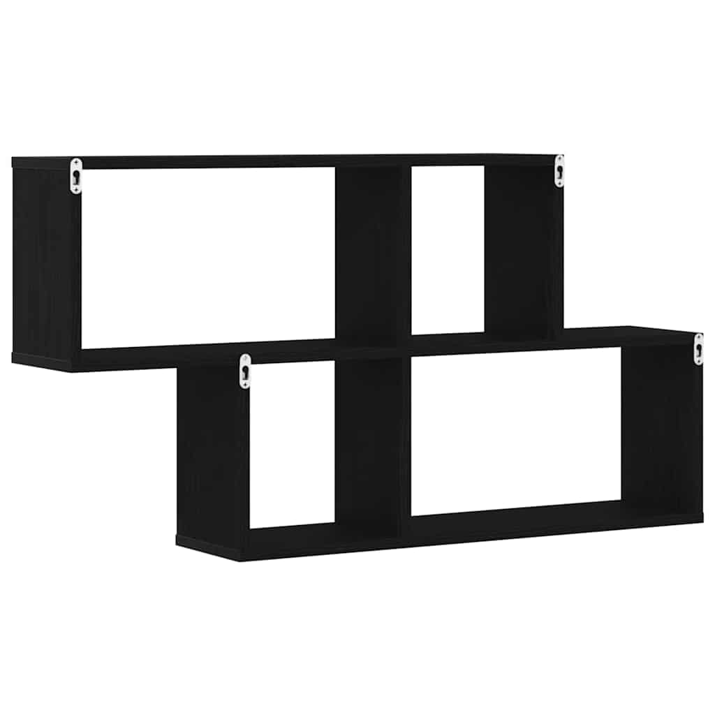 Vegghylle Med Hylle Svart Eik 76 X 15 X 53 Cm Konstruert Tre