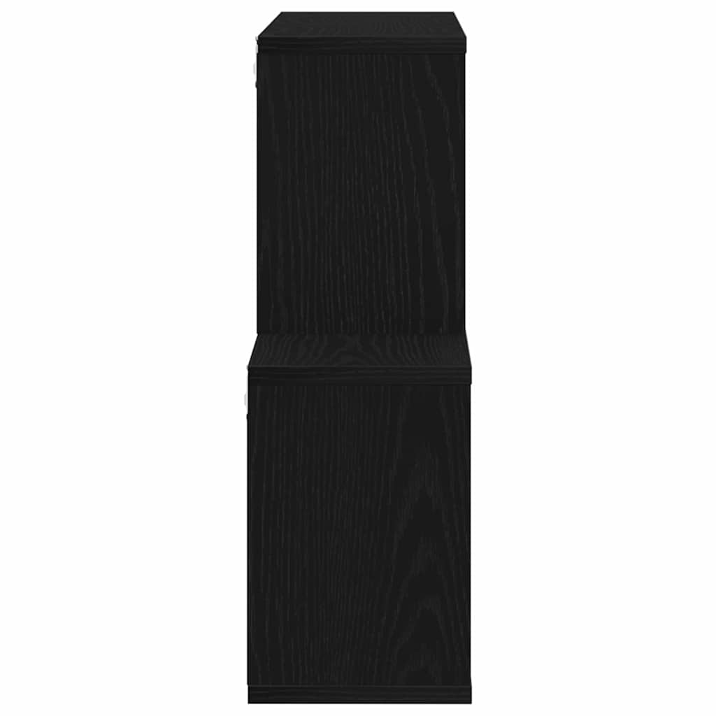 Vegghylle Med Hylle Svart Eik 76 X 15 X 53 Cm Konstruert Tre