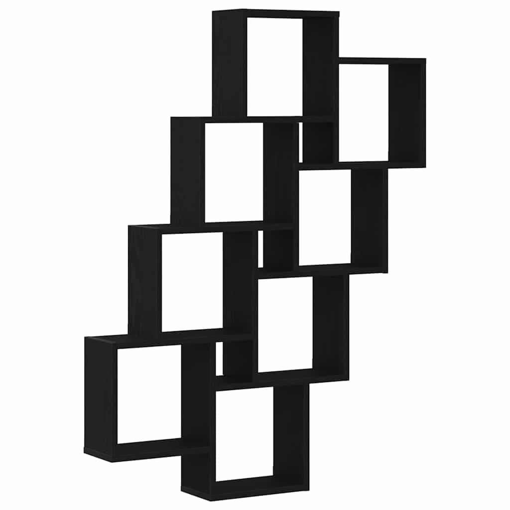 Vegghylle Med Hylle Svart Eik 90 X 15 X 119,5 Cm Konstruert Tre