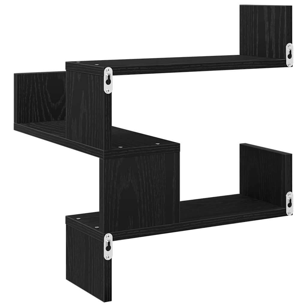 Vegghylle 2 Pcs Svart Eik 40 X 40 X 49,5 Cm Konstruert Tre