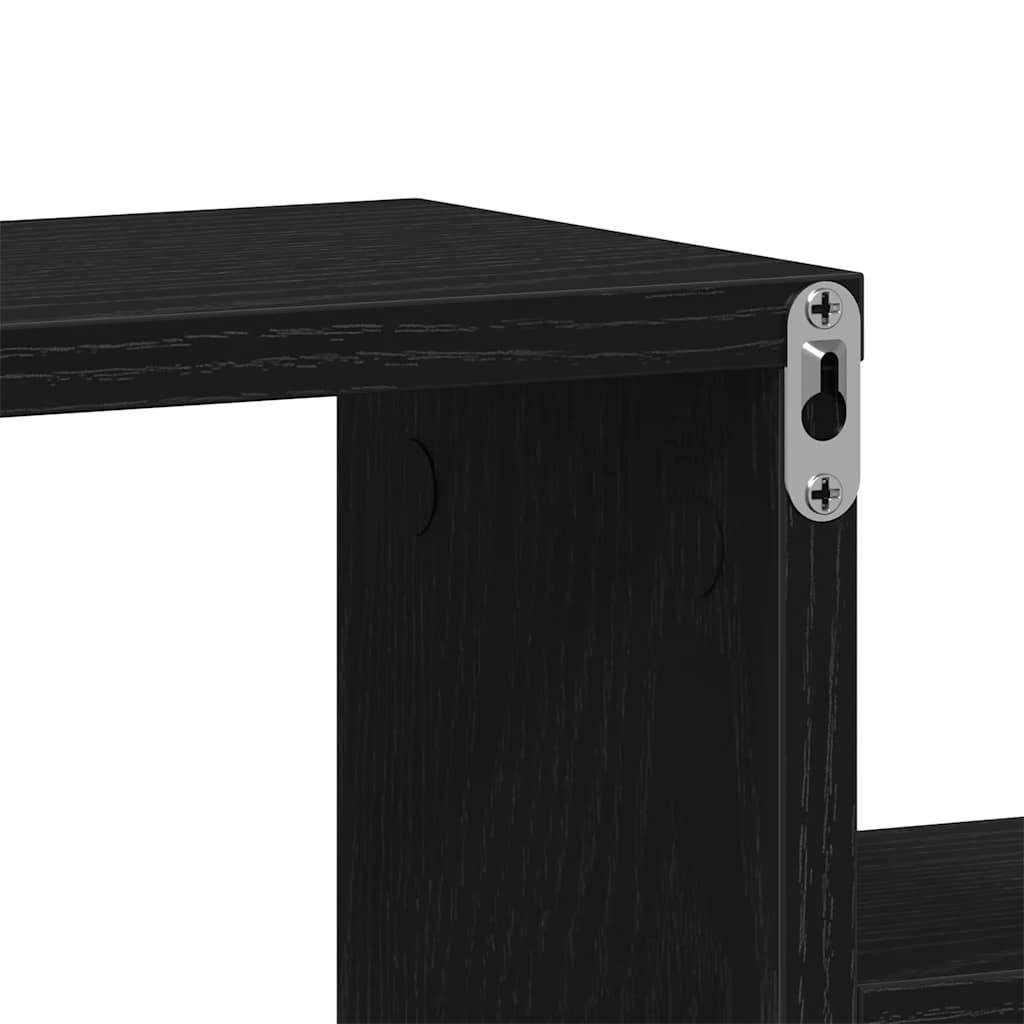 Vegghylle Med Hylle Svart Eik 80 X 15 X 78,5 Cm Konstruert Tre