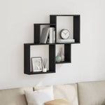 Vegghylle Med Hylle Svart Eik 80 X 15 X 78,5 Cm Konstruert Tre