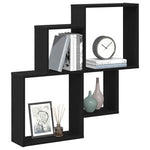 Vegghylle Med Hylle Svart Eik 80 X 15 X 78,5 Cm Konstruert Tre