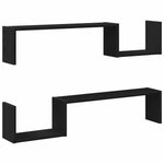 Vegghylle 2 Pcs Svart Eik 100 X 15 X 20 Cm Konstruert Tre