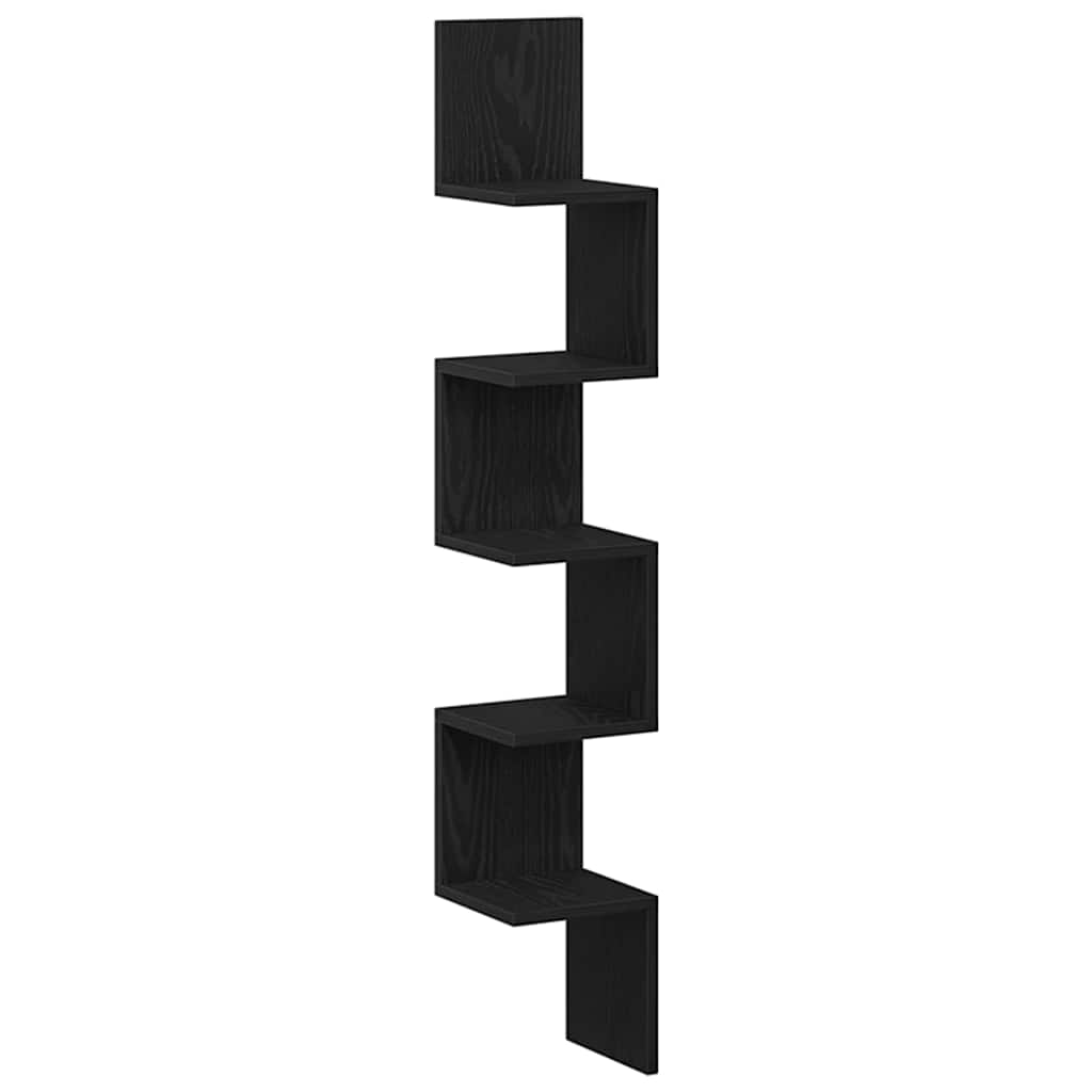 Hjørnehylle Svart Eik 20 X 20 X 127,5 Cm Konstruert Tre