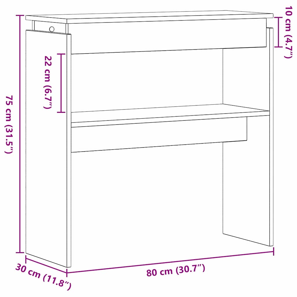 Konsollbord Svart Eik 80 X 30 X 80 Cm Konstruert Tre