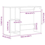 Skrivebord Svart Eik 102,5 X 35 X 75 Cm Konstruert Tre