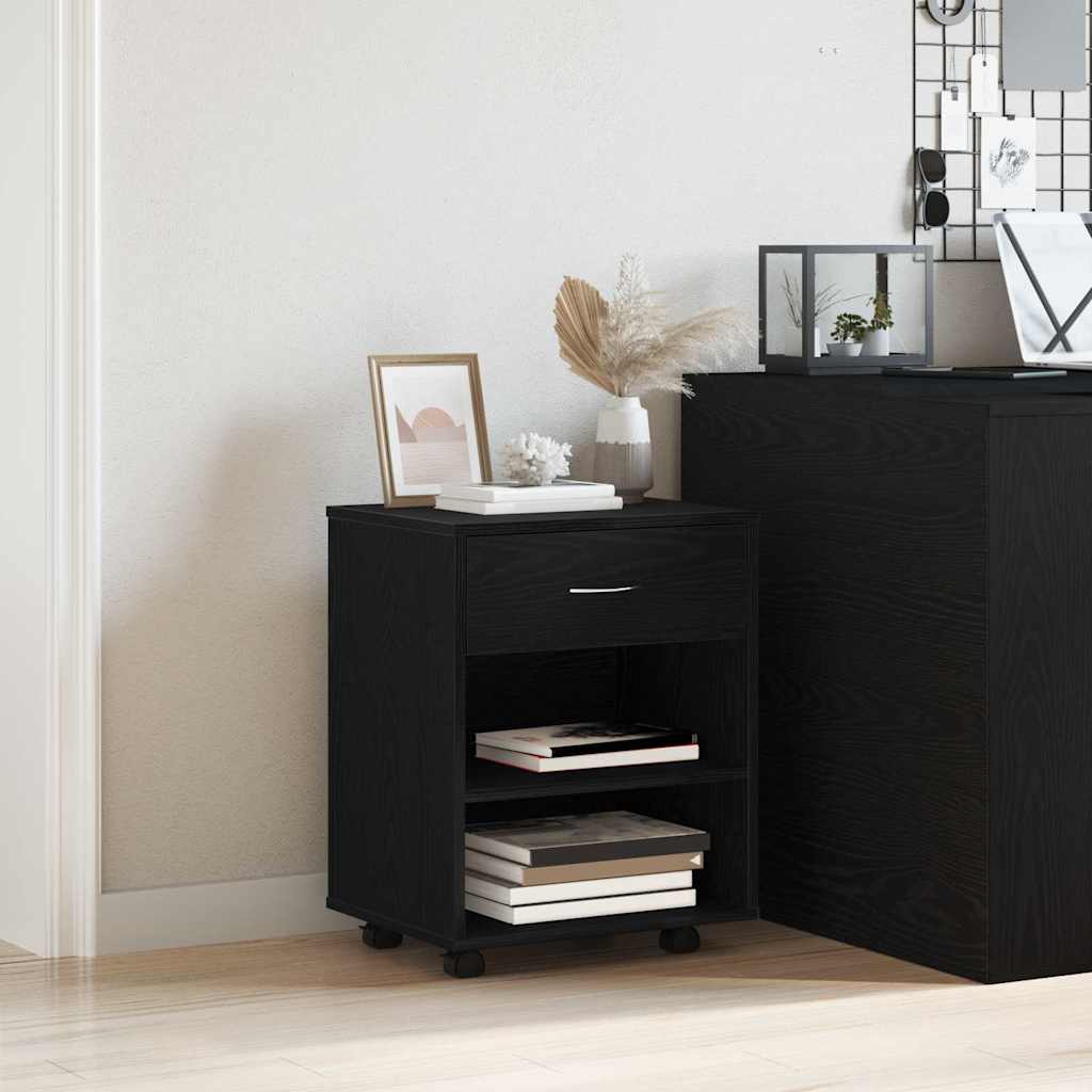 Oppbevaringsskap Svart Eik 46 X 36 X 59 Cm Konstruert Tre