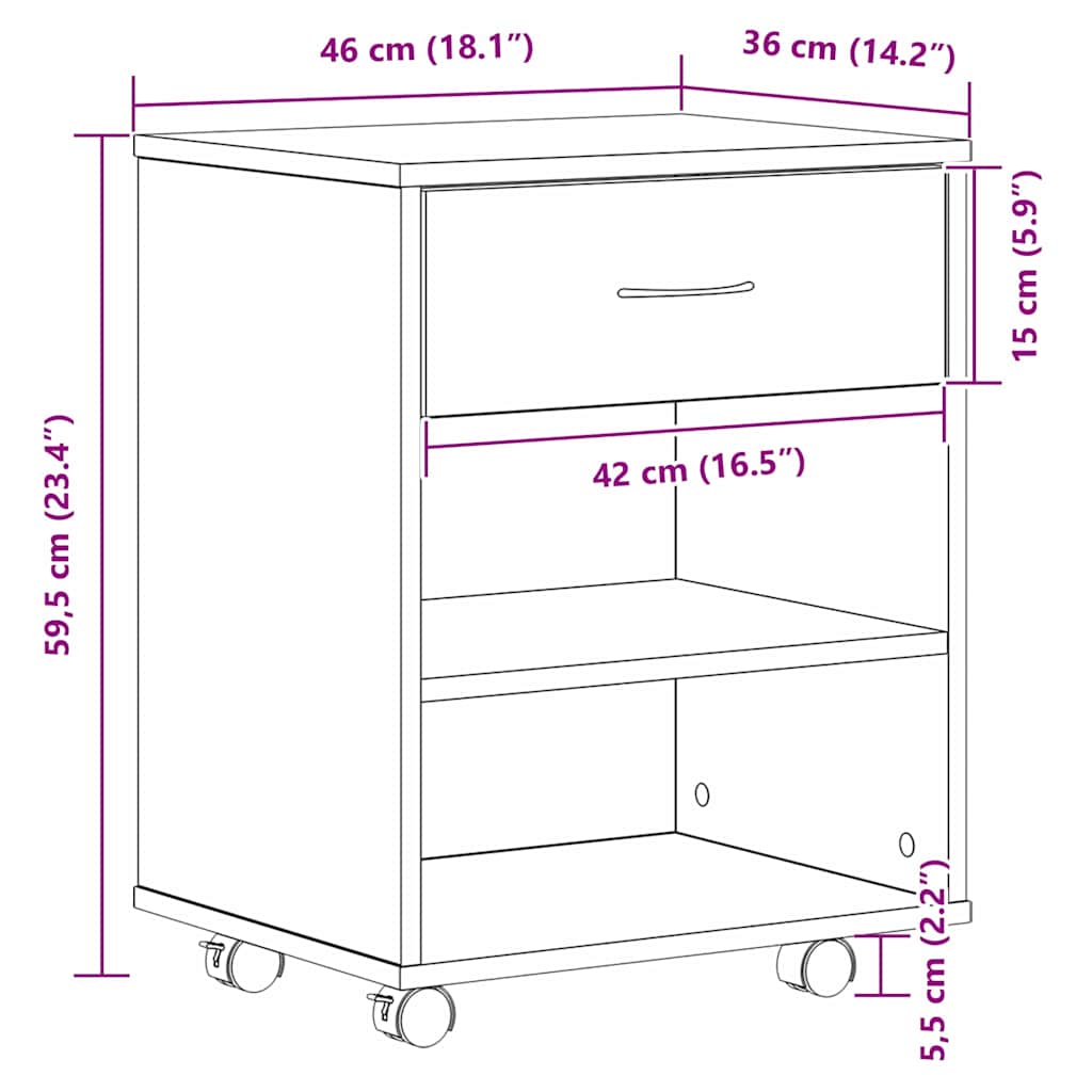 Oppbevaringsskap Svart Eik 46 X 36 X 59 Cm Konstruert Tre