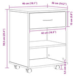 Oppbevaringsskap Svart Eik 46 X 36 X 59 Cm Konstruert Tre