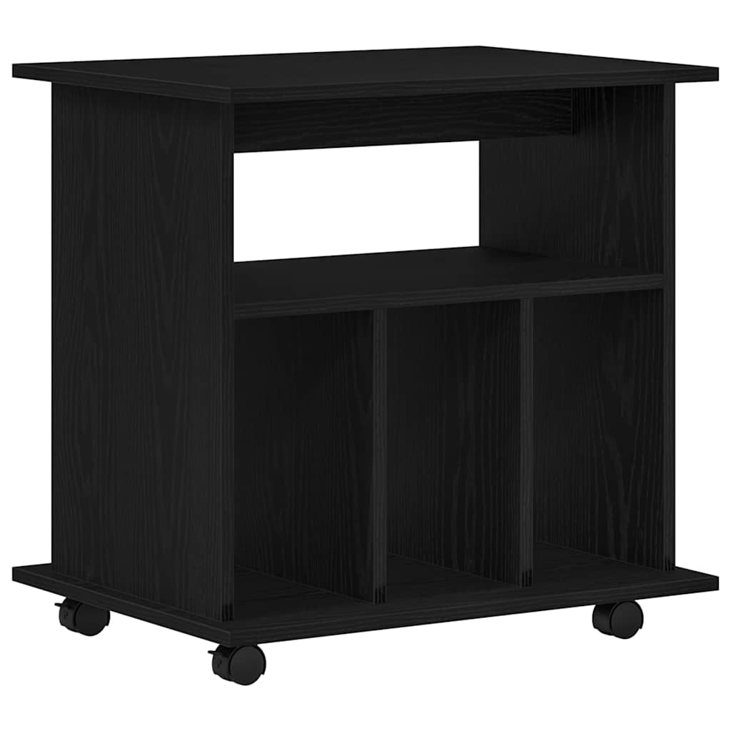 Rullende Skap Med Hjul Svart Eik 60 X 45 X 55 Cm Konstruert Tre