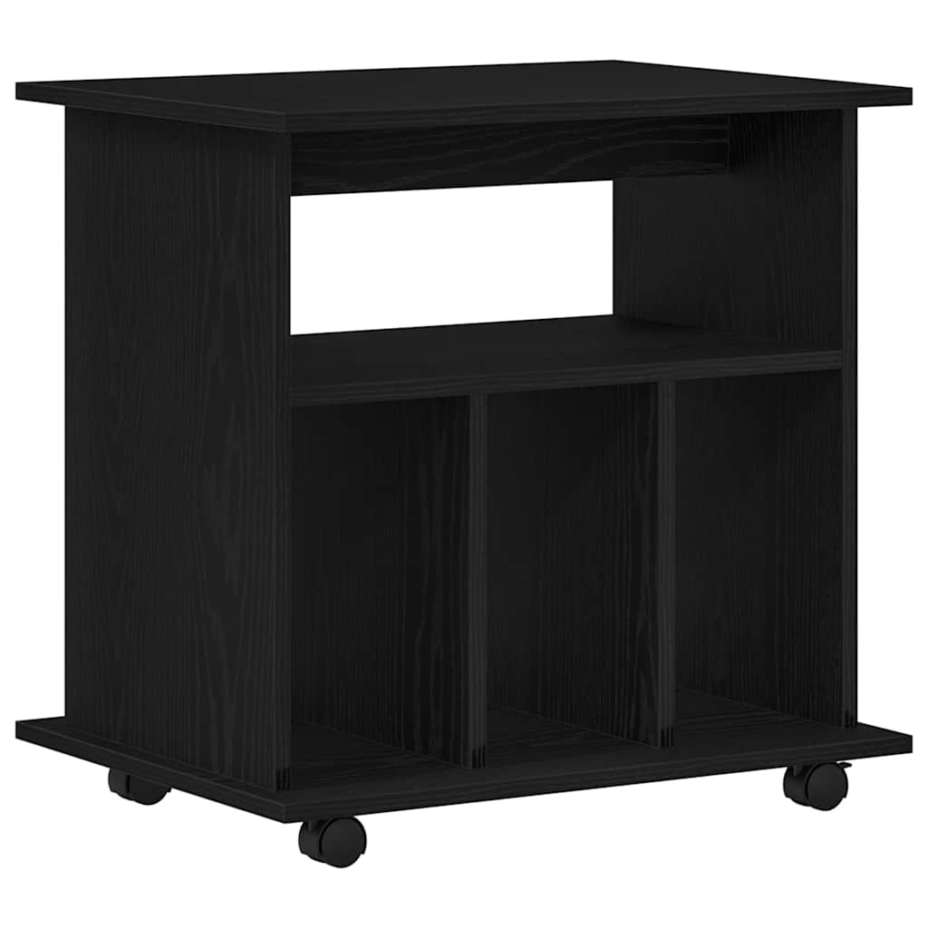 Rullende Skap Med Hjul Svart Eik 60 X 45 X 55 Cm Konstruert Tre
