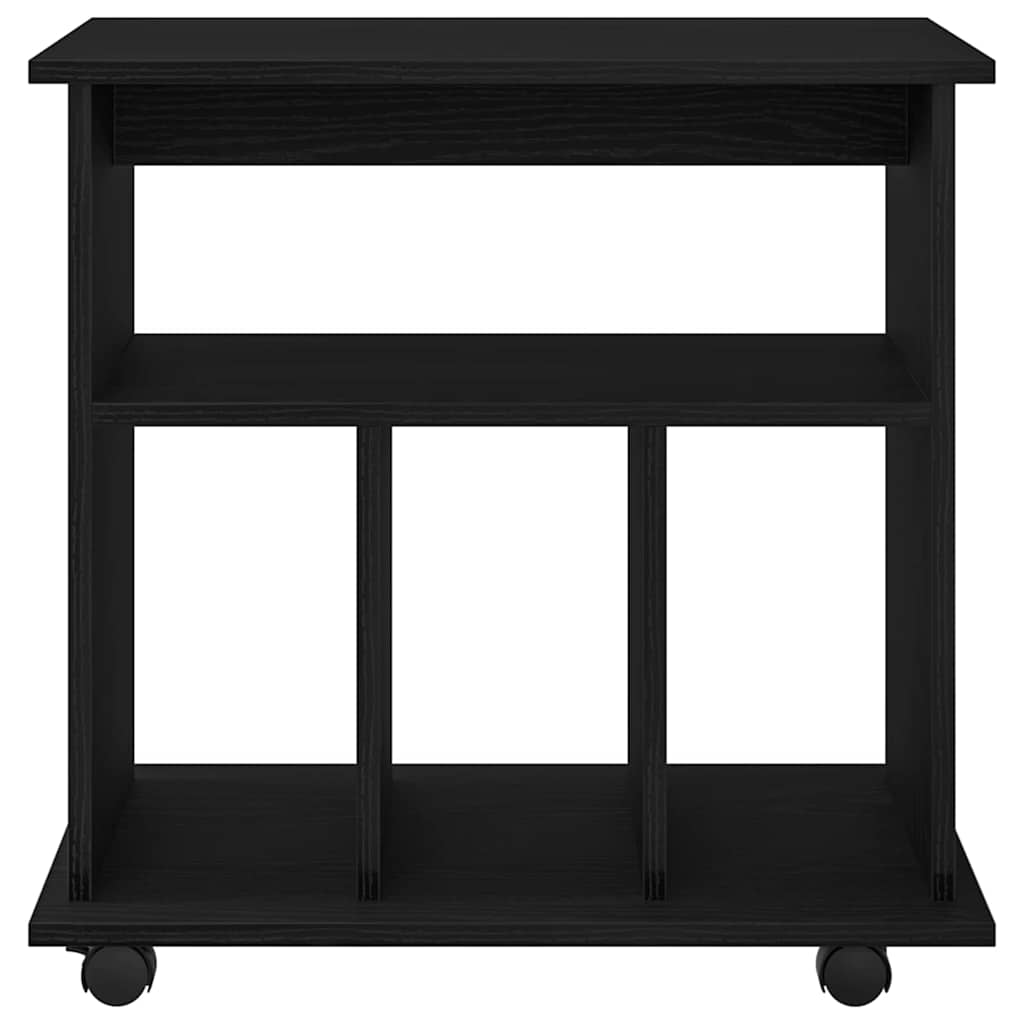 Rullende Skap Med Hjul Svart Eik 60 X 45 X 55 Cm Konstruert Tre
