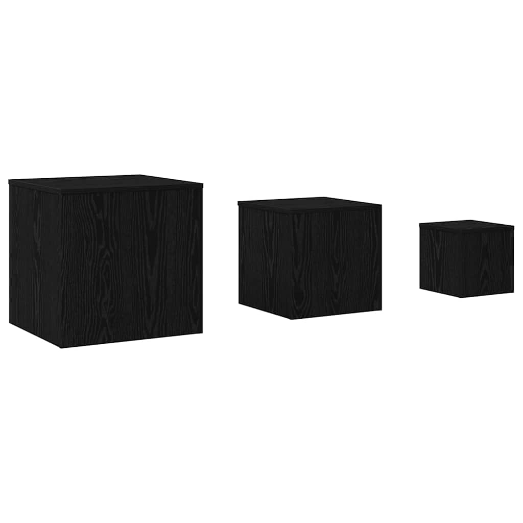 Nesting Bord 3 Pcs Svart Eik 45 X 45 X 45 Cm Konstruert Tre