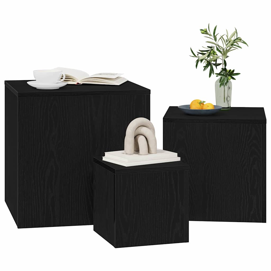 Nesting Bord 3 Pcs Svart Eik 45 X 45 X 45 Cm Konstruert Tre