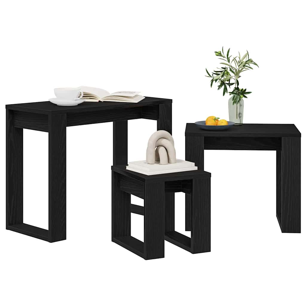 Nesting Bord 3 Pcs Svart Eik 61 X 28 X 47 Cm Konstruert Tre
