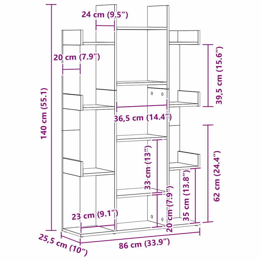 Bokhylle Svart Eik 86 X 25,5 X 140 Cm Konstruert Tre