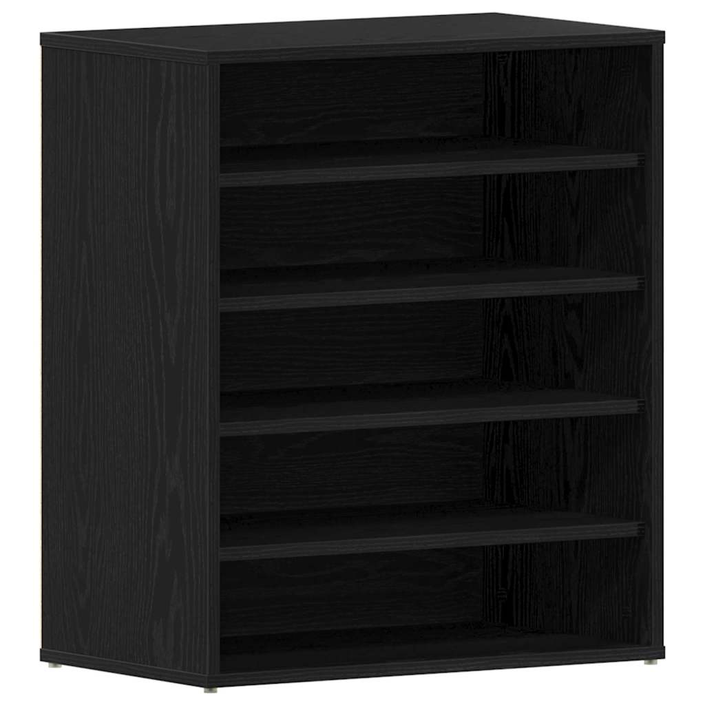 Sko Skap Med Hylle Svart Eik 60 X 35 X 70 Cm Konstruert Tre
