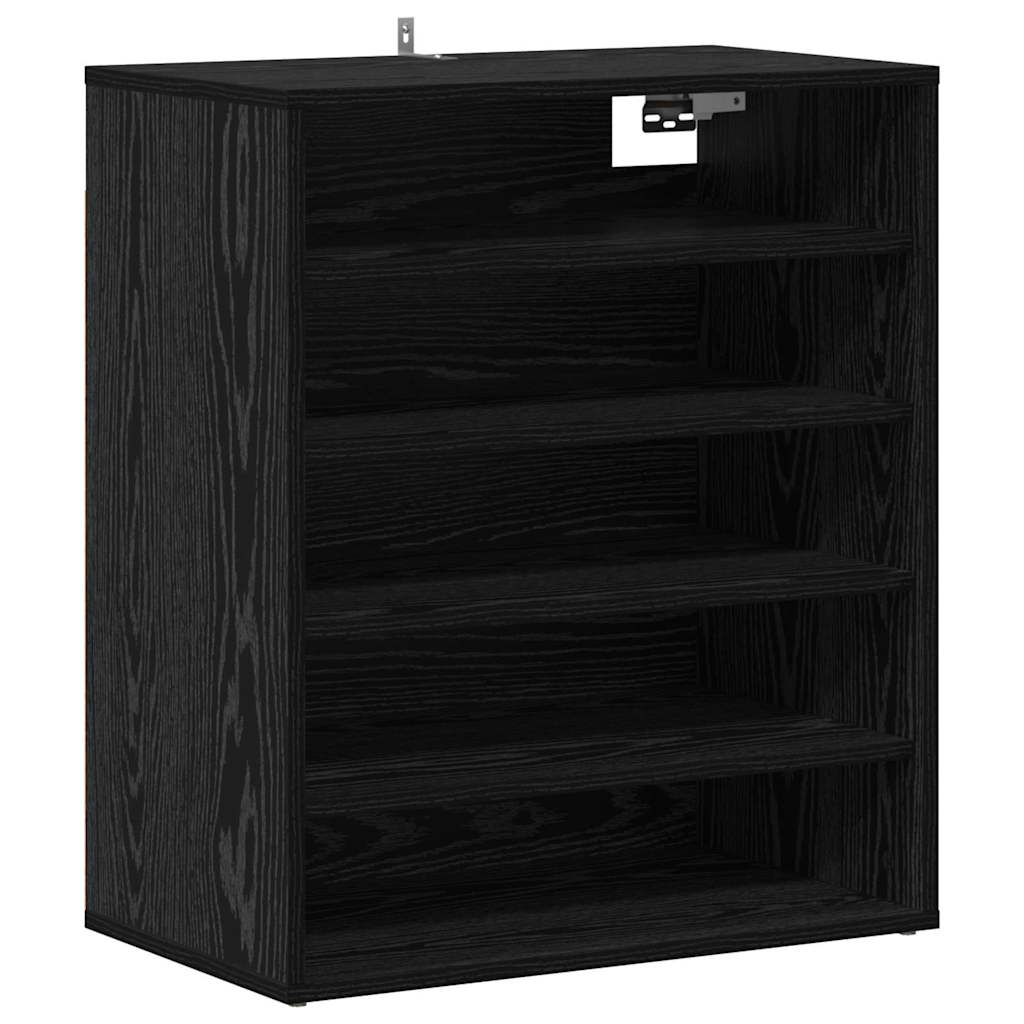Sko Skap Med Hylle Svart Eik 60 X 35 X 70 Cm Konstruert Tre