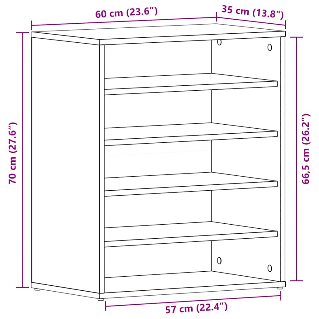 Sko Skap Med Hylle Svart Eik 60 X 35 X 70 Cm Konstruert Tre