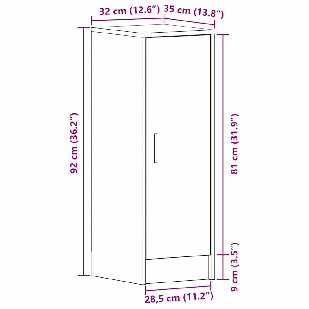 Sko Skap Med Hylle Svart Eik 32 X 35 X 92 Cm Konstruert Tre
