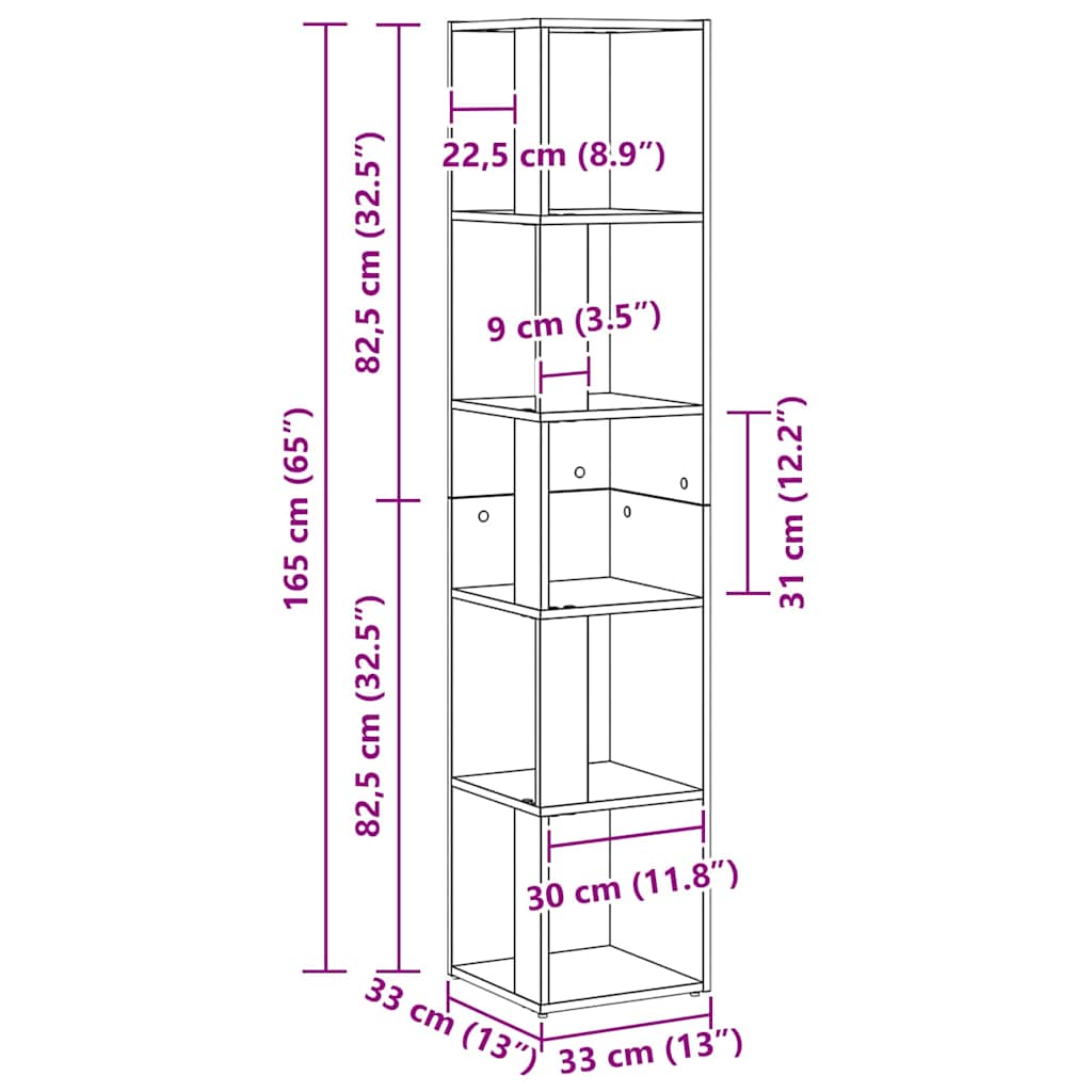 Krokhyller Svart Eik 33 X 33 X 164.5 Cm Konstruert Tre