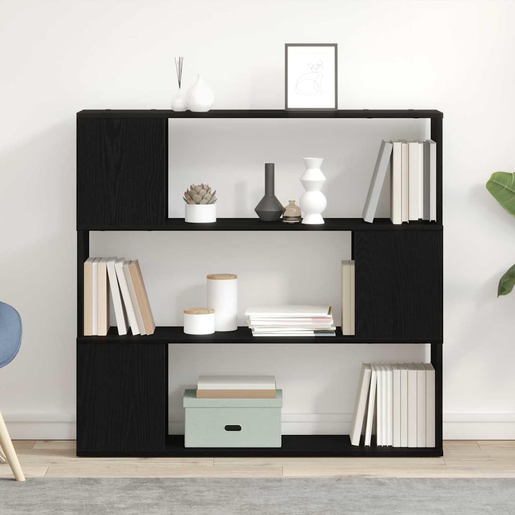 Tv-Benksett Svart Eik 100 X 24 X 94 Cm Konstruert Tre