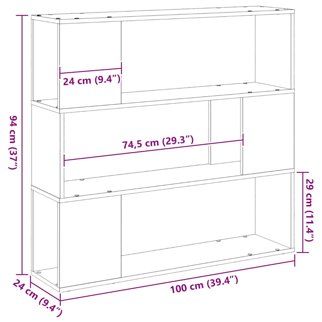Tv-Benksett Svart Eik 100 X 24 X 94 Cm Konstruert Tre