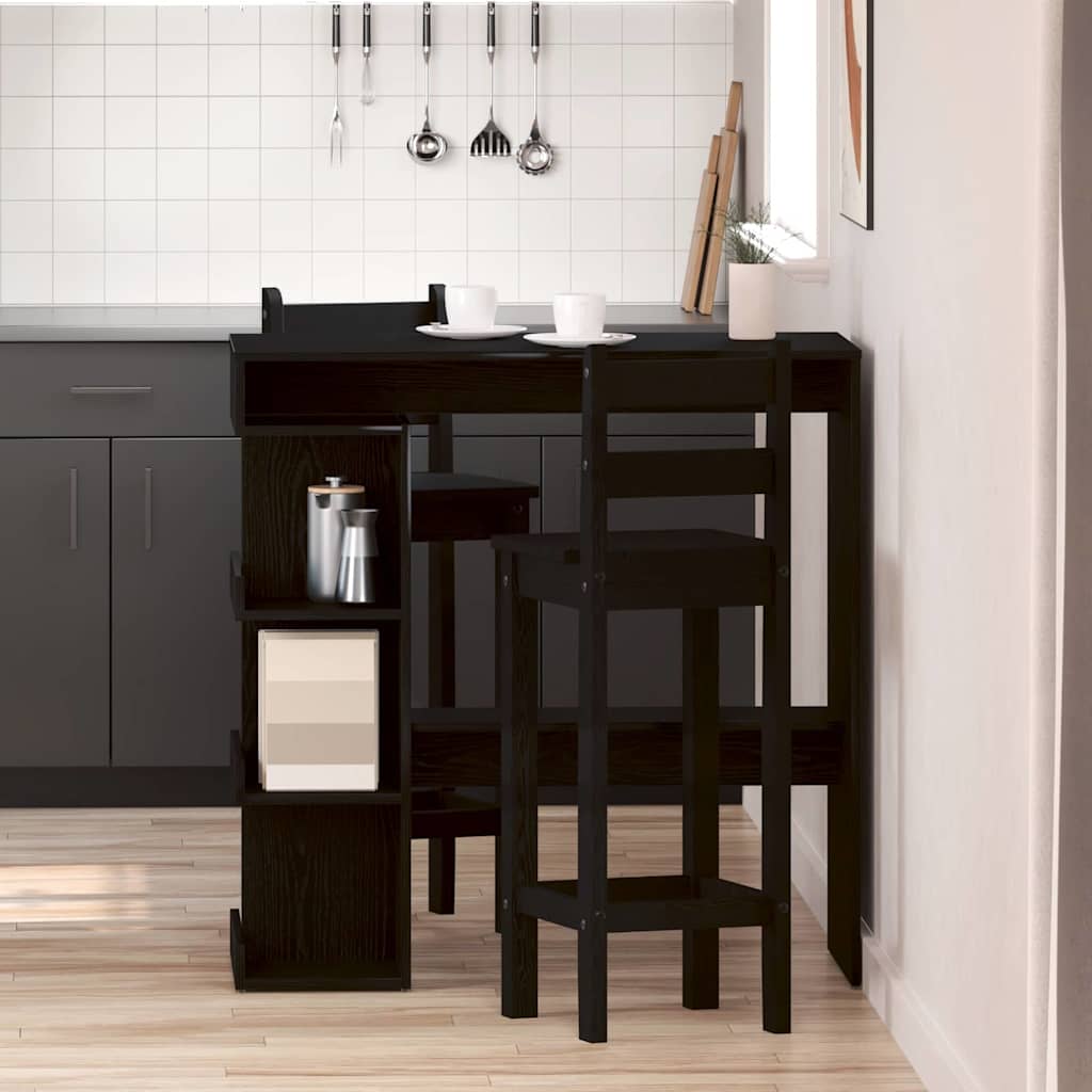Barbord Med Hylle Svart Eik 100 X 48 X 101,5 Cm Konstruert Tre