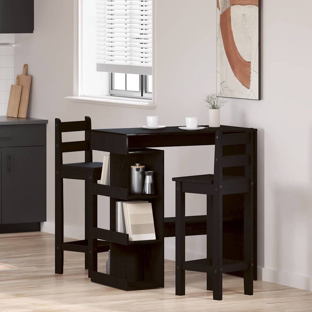 Barbord Med Hylle Svart Eik 100 X 48 X 101,5 Cm Konstruert Tre