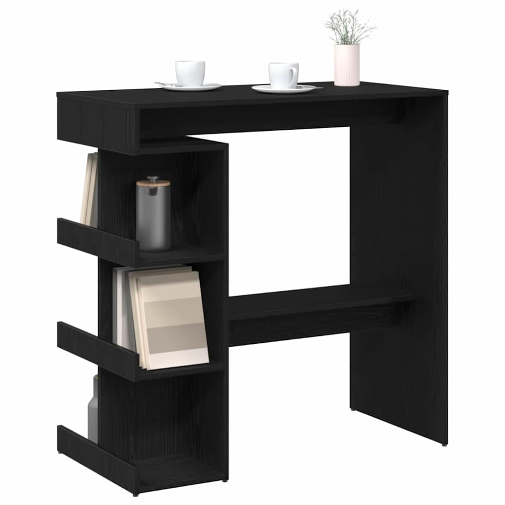 Barbord Med Hylle Svart Eik 100 X 48 X 101,5 Cm Konstruert Tre